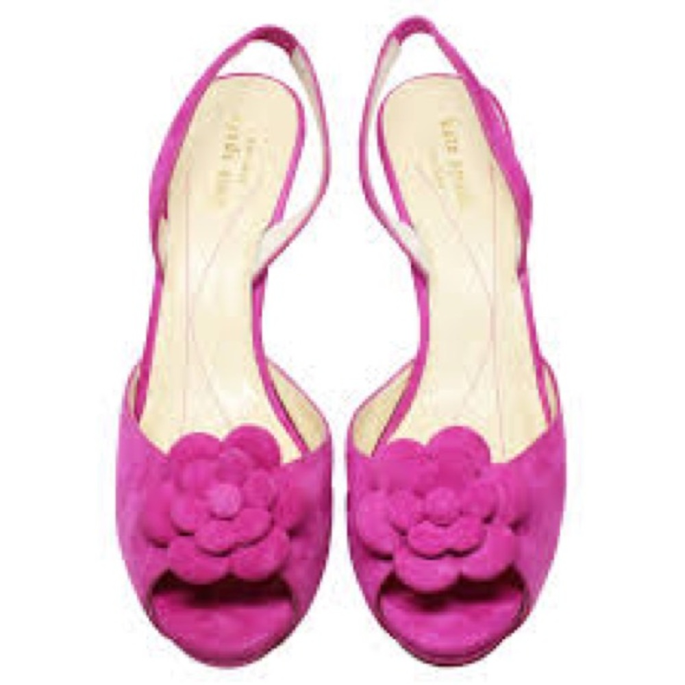 Kate Spade pink suede flower slingback stiletto Heels 9